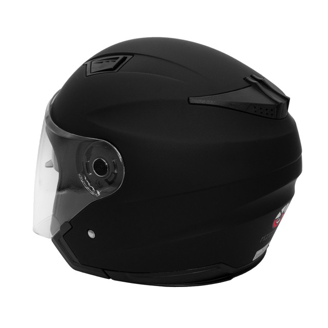 Шлем KIOSHI 516 Solid открытый со стеклом и очками (Черный матовый, М)