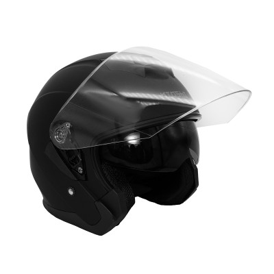 Шлем KIOSHI 526 открытый со стеклом и очками (Черный матовый, L)
