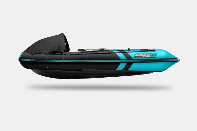 Надувная лодка GLADIATOR E350PRO Черно-бирюзовый