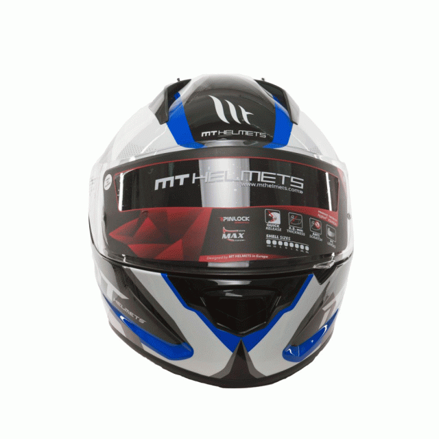 Шлем MT STINGER SPIKE, (Gloss Metallic Black White Yamaha Blue)