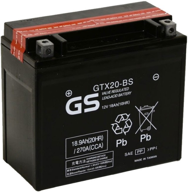 Аккумулятор GS 12В/18.9 Ач (GSX20L-BS)