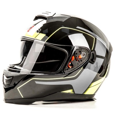 Шлем мото интеграл HIZER J5318 #1 (L) black/yellow (2 визора)