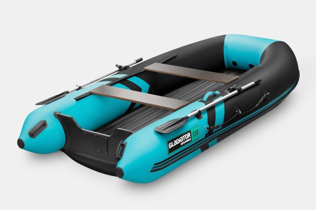 Надувная лодка GLADIATOR E330SL Черно-бирюзовый