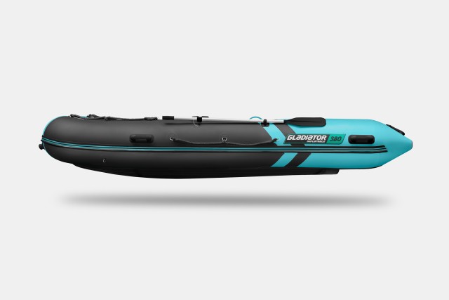 Надувная лодка GLADIATOR E380S Черно-бирюзовый