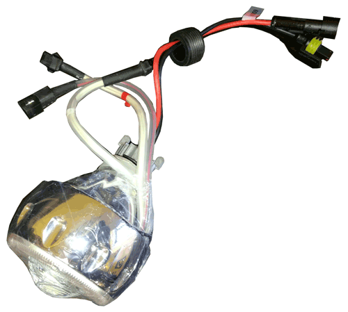 Биксенон, комплект мото H7 Белый (линзовая лампа (с ангел.глазками), проводка, 12В, 35Вт, 6000 К)