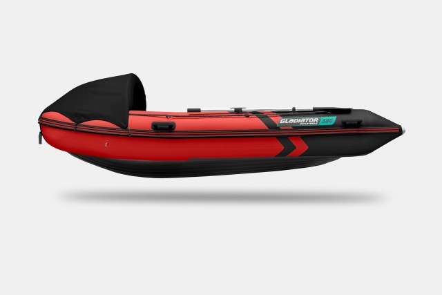 Надувная лодка GLADIATOR E380PRO Красно-черный