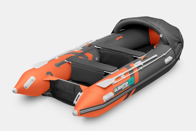 Надувная лодка GLADIATOR E380PRO Оранжево-темносерый