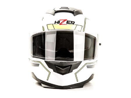 Шлем мото интеграл HIZER J5318 #2 (S)  white/yellow (2 визора)