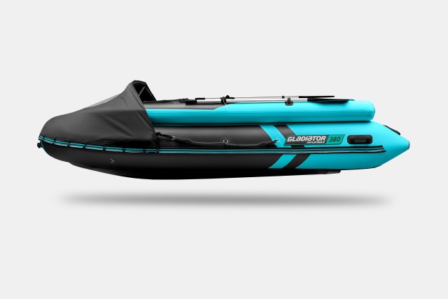 Надувная лодка GLADIATOR E380X Черно-бирюзовый