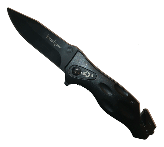 Нож складной 1, одно лезвие 11 см, выкидной механизм с упором 2е лезвие для лески, эрго ручка