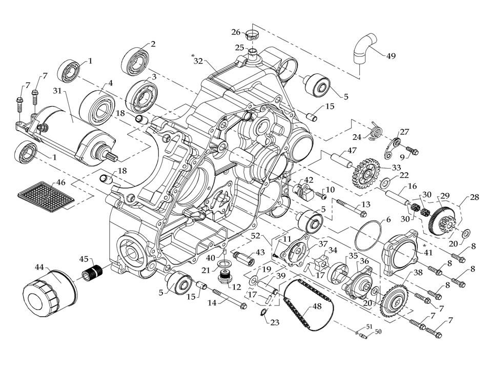 Схема Картер двигателя (левая половина)