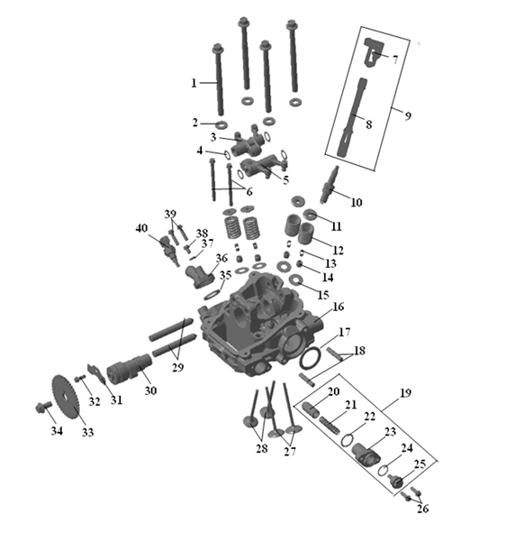 Схема 1002 Головка цилиндра ДВС (задняя)