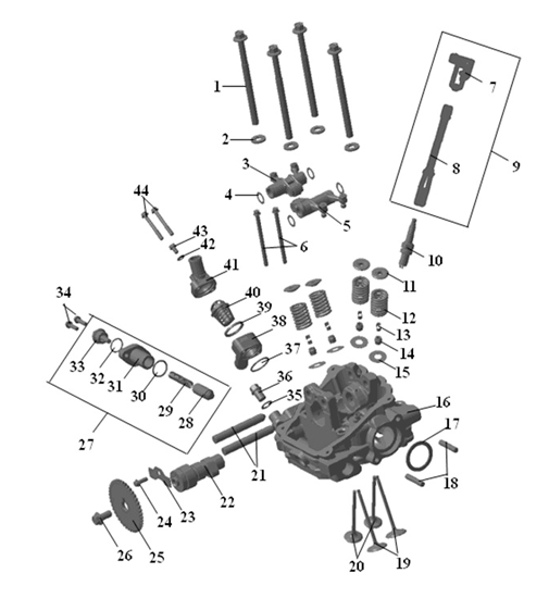Схема 1002 Головка цилиндра ДВС (передняя)