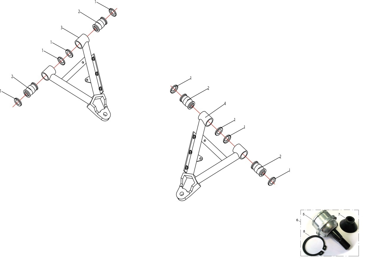 Схема Рычаги передней подвески нижние